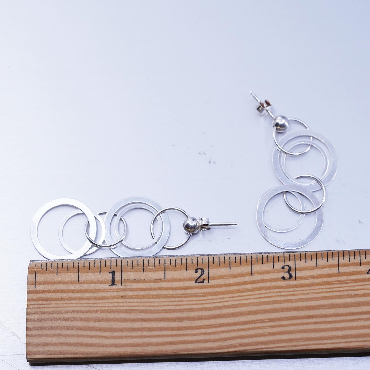 Vintage Italian Sterling 925 silver handmade entwined circle earrings