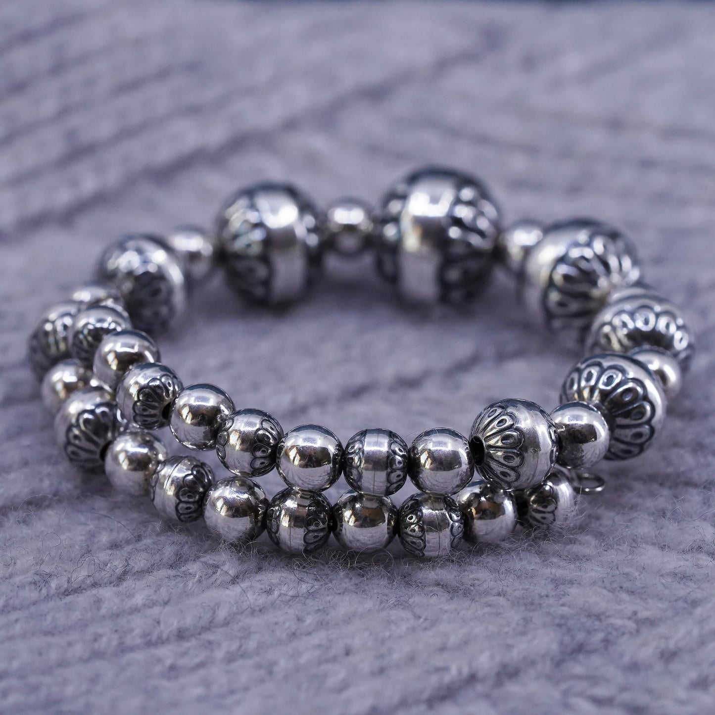 6", Carolyn Pollack Relios sterling silver bracelet, 925 silver bangle beads