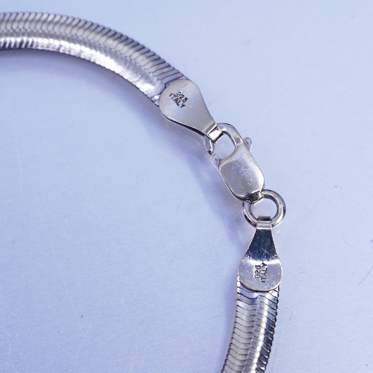 7.5", 5mm, Vintage Italian Sterling 925 silver herringbone bracelet