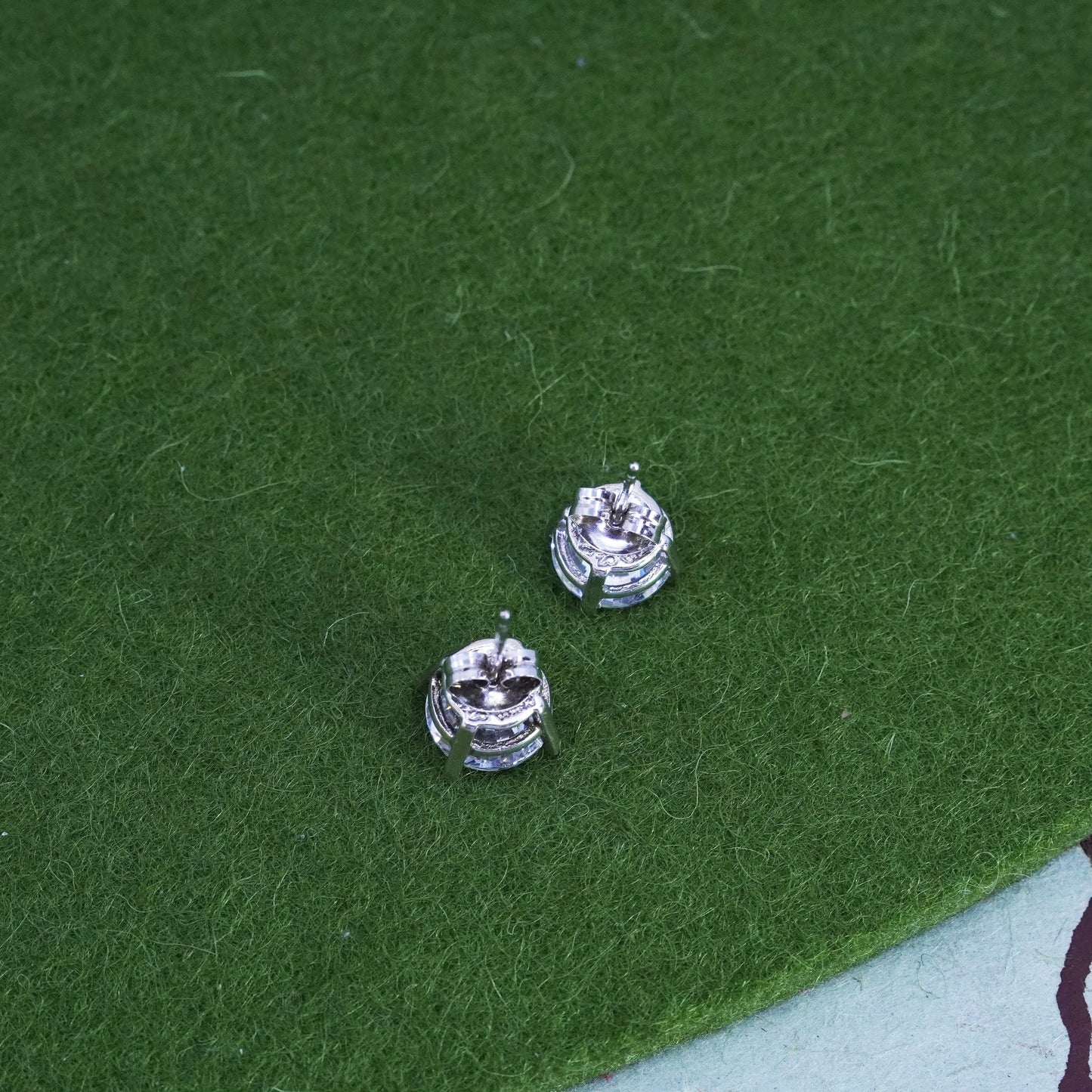 7mm, Vintage sterling silver genuine cz studs, fashion minimalist earrings