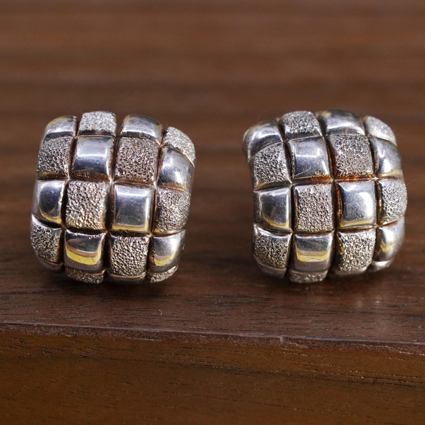 0.75", VTG Italian Sterling silver hoop earrings, glittering 925 huggie studs