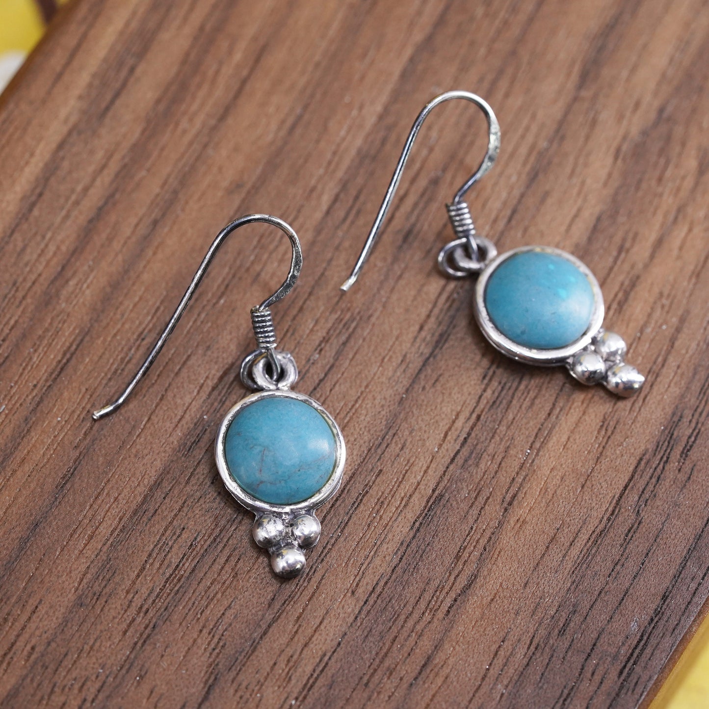 Vintage Sterling 925 silver handmade earrings with turquoise