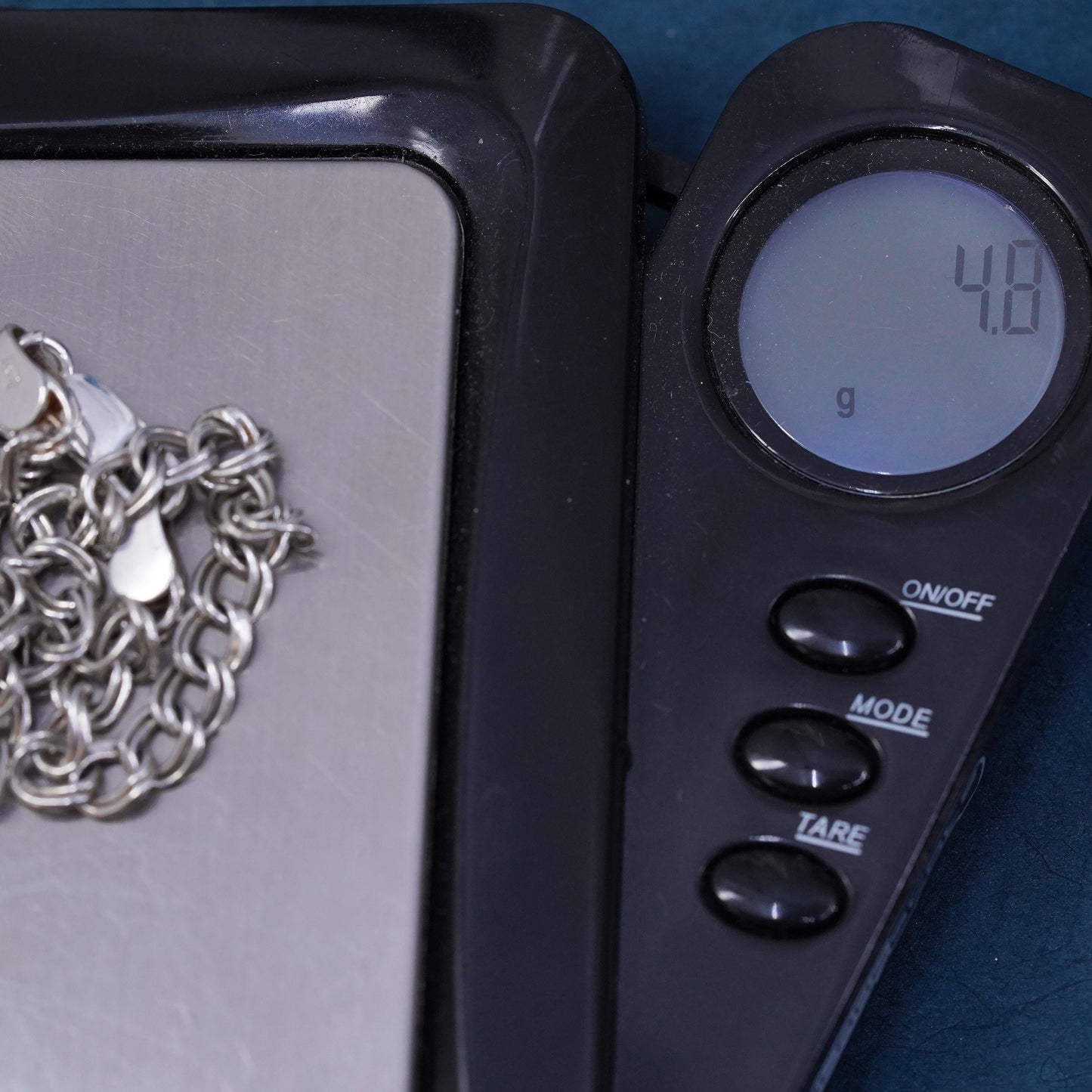 7.75", Sterling silver handmade charm bracelet, 925 double curb link chain