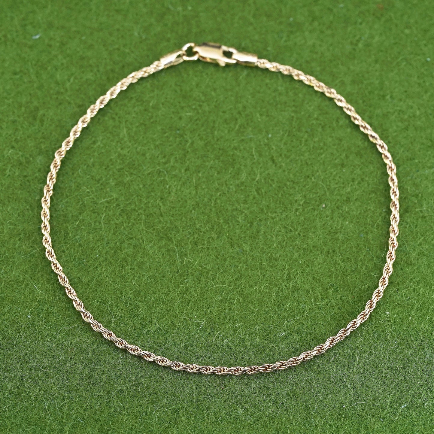 9”, vermeil yellow gold sterling silver bracelet, Italy 925 ankle chain anklet