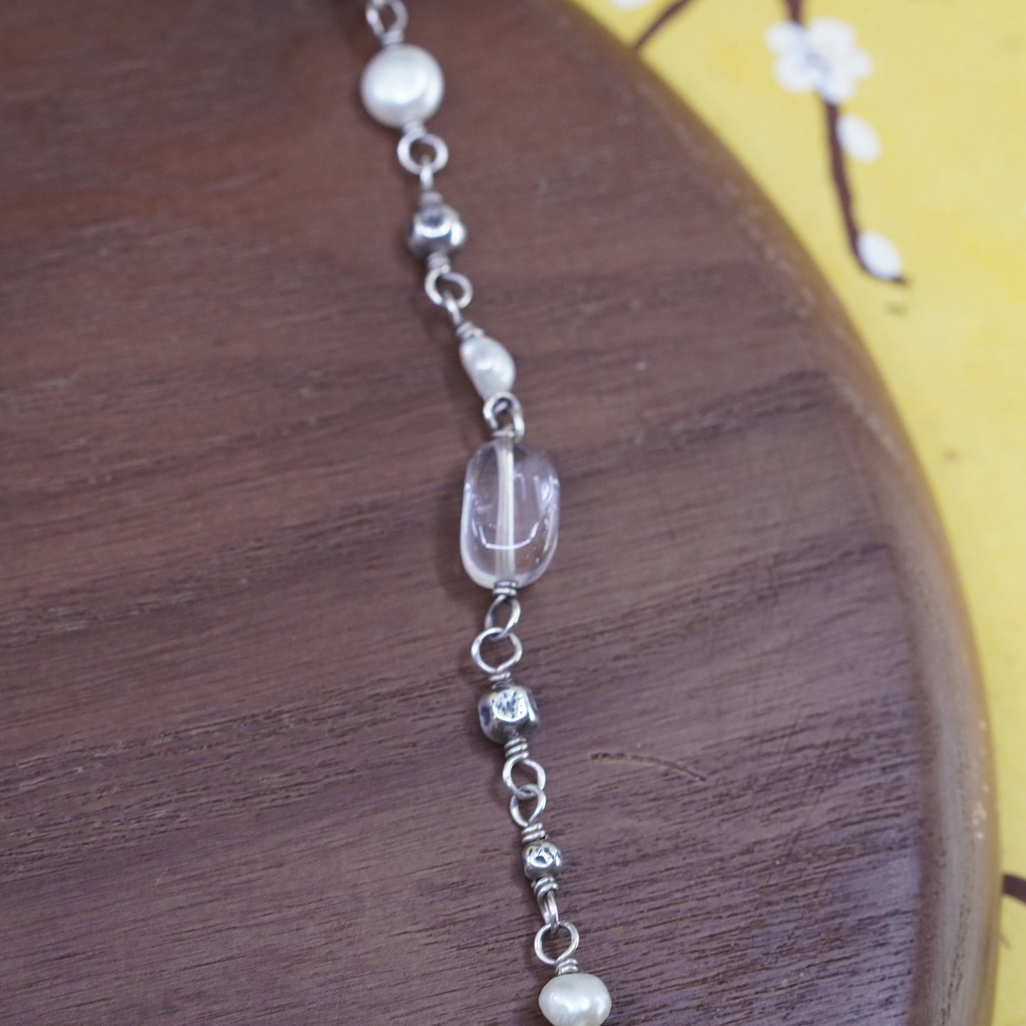 16+2” Silpada N1602 Freshwater Pearl, Crystal Quartz & Sterling 925 Silver Bead