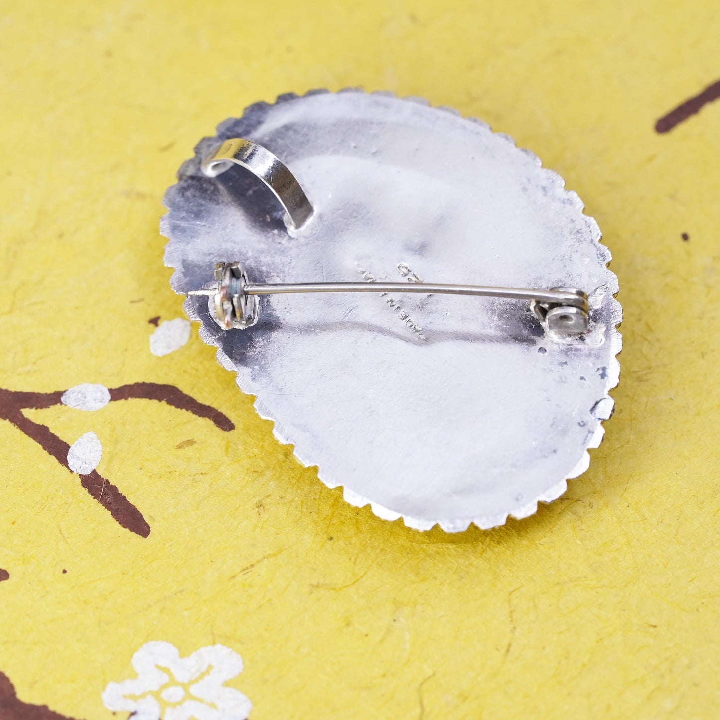 Vintage antique Israel sterling 925 silver butterfly pendant brooch turquoise