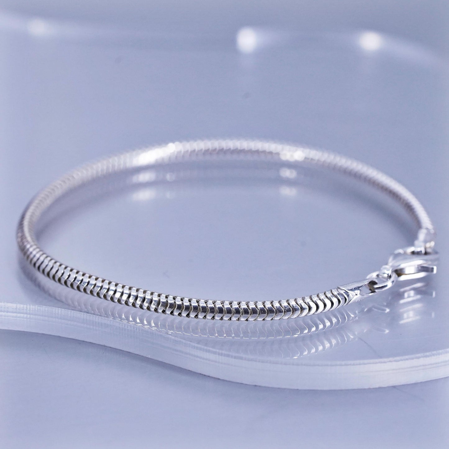 7.25” 3mm, Sterling 925 silver handmade bracelet, bold snake chain