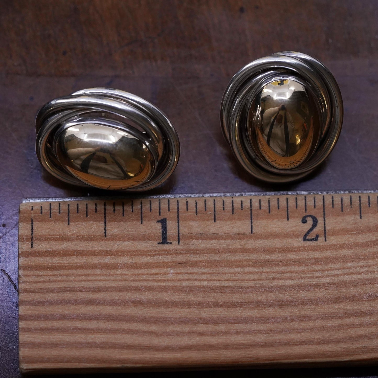 Vintage PBD Peter Brams Designs Sterling Silver 14K Love Knot Pierced Earrings