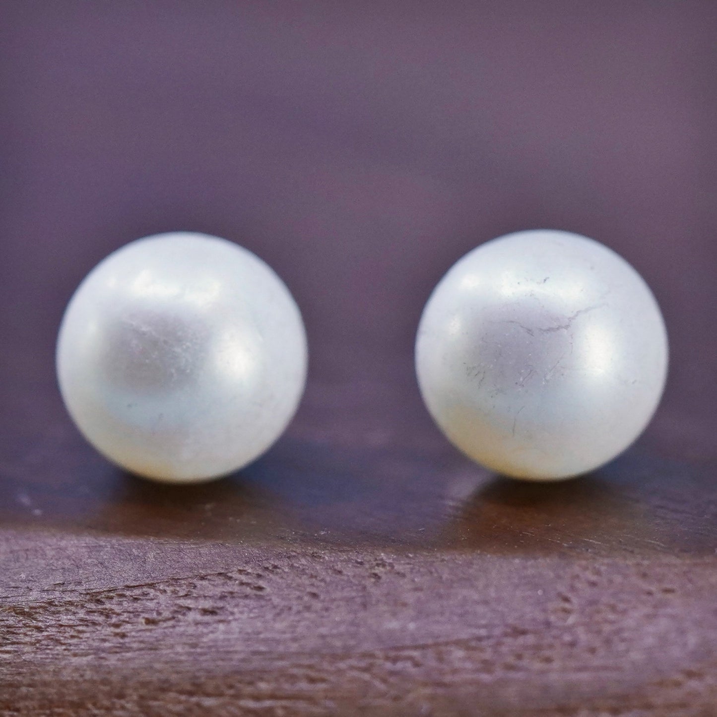 8mm, Vintage 925 Sterling silver handmade studs earrings white pearl