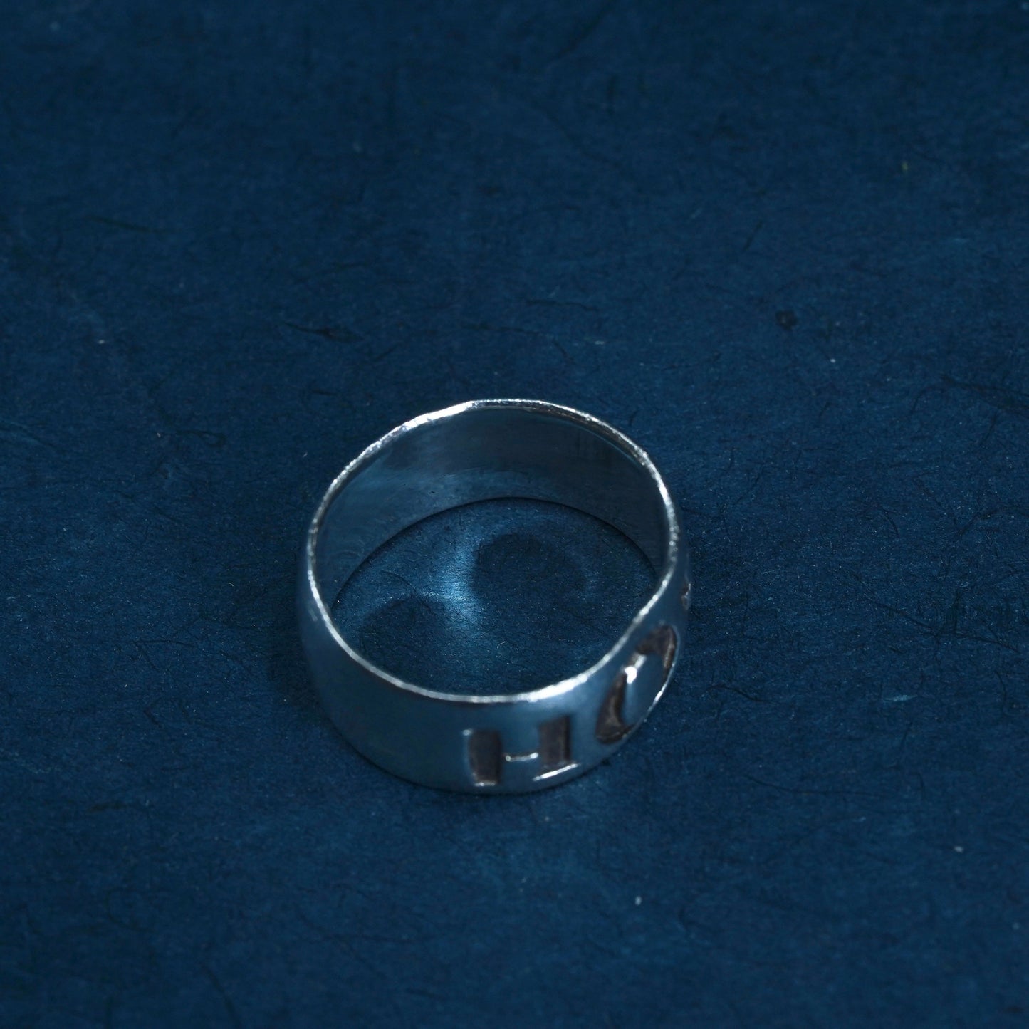 Size 4, vintage sterling silver handmade ring, solid 925 silver band w/ “Hope”