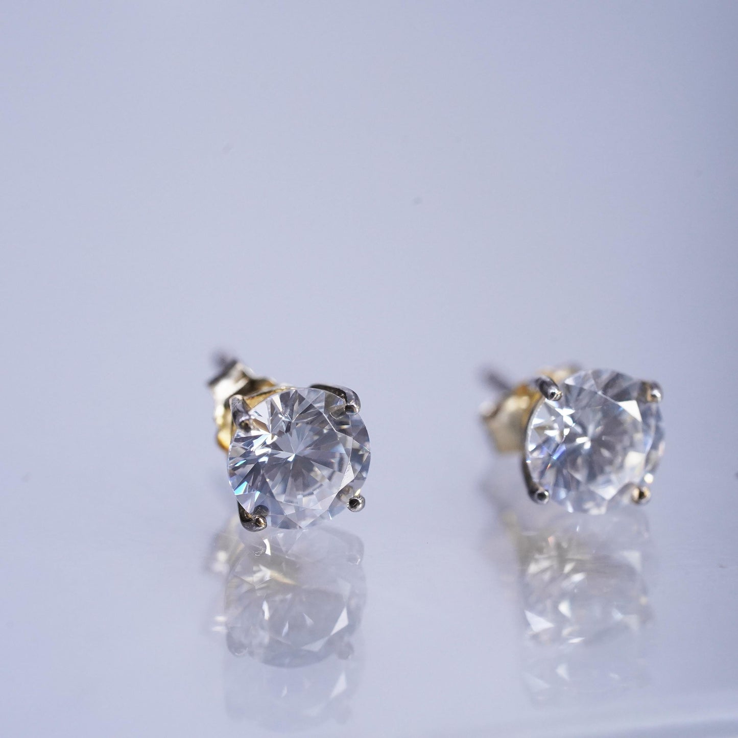 6mm Vintage rose gold Sterling 925 silver earrings, studs with round Cz