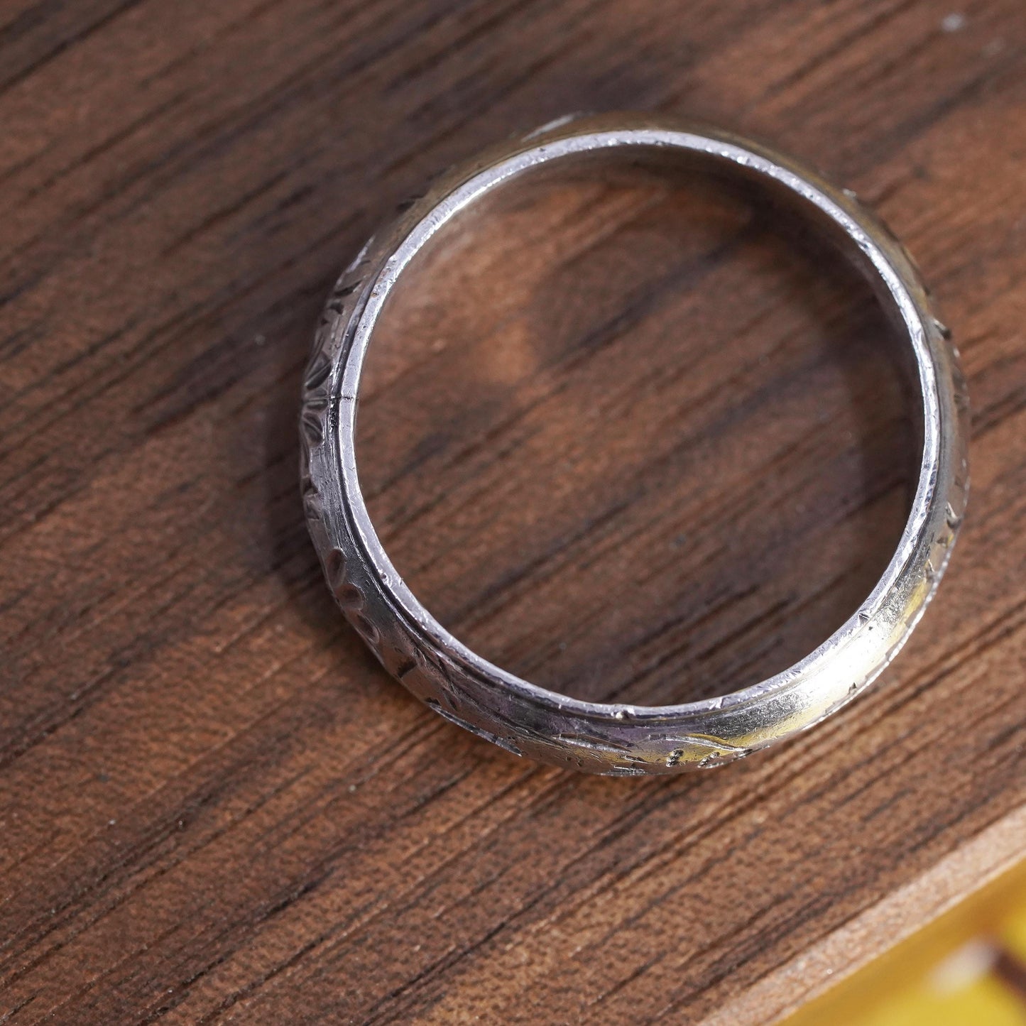 size 9, vintage Sterling silver handmade ring, 925 textured band