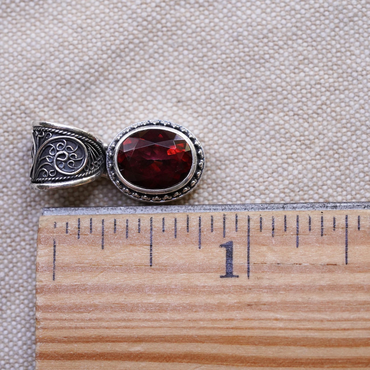 Vintage Sterling 925 silver handmade pendant with ruby