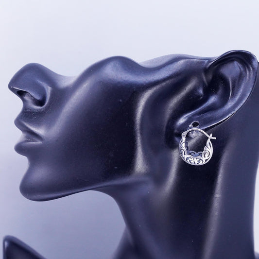 VTG Retired Silpada P1126 Handmade Sterling 925 Silver Filigree Hoop Earrings