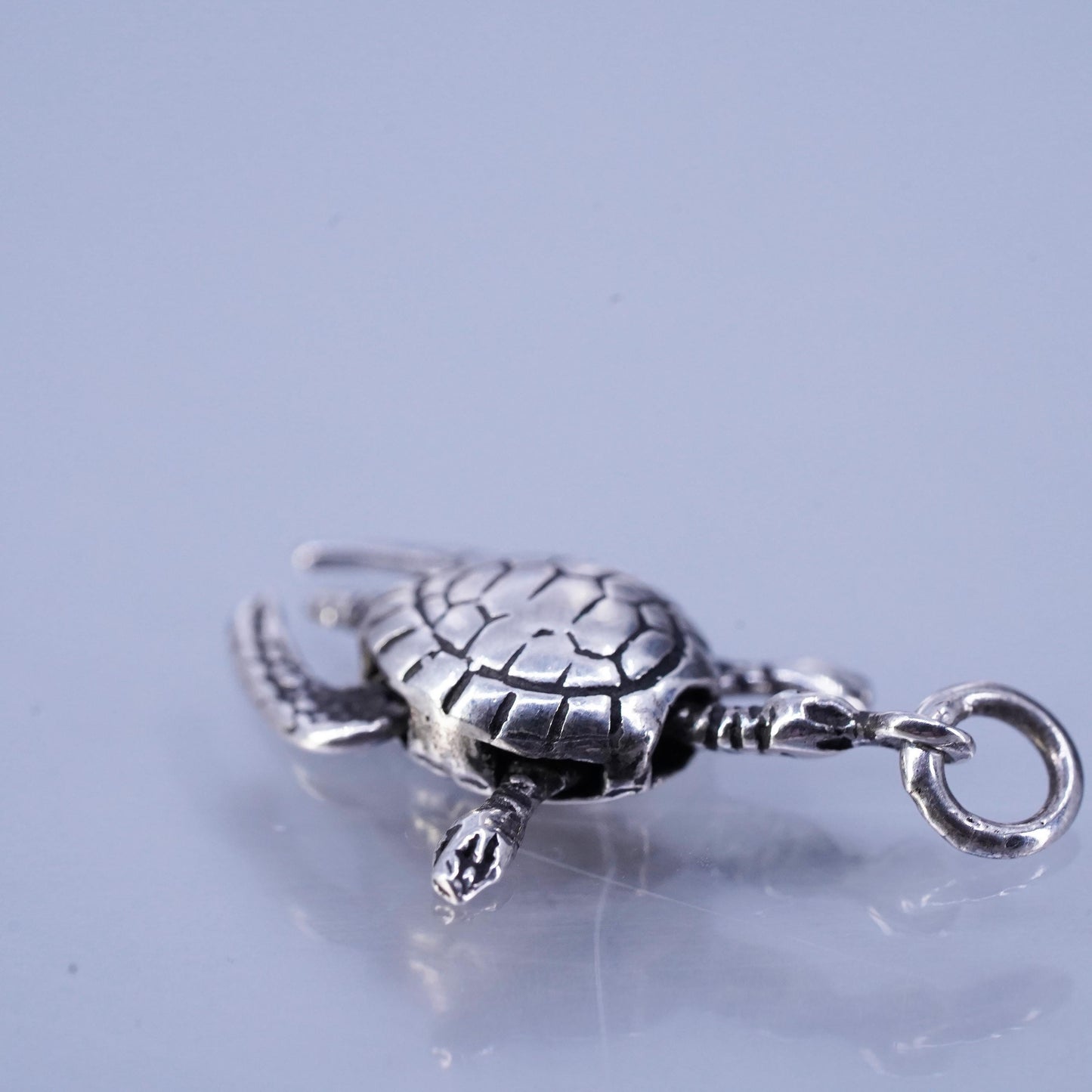 Vintage Sterling silver handmade 925 moving joints sea turtle charm pendant