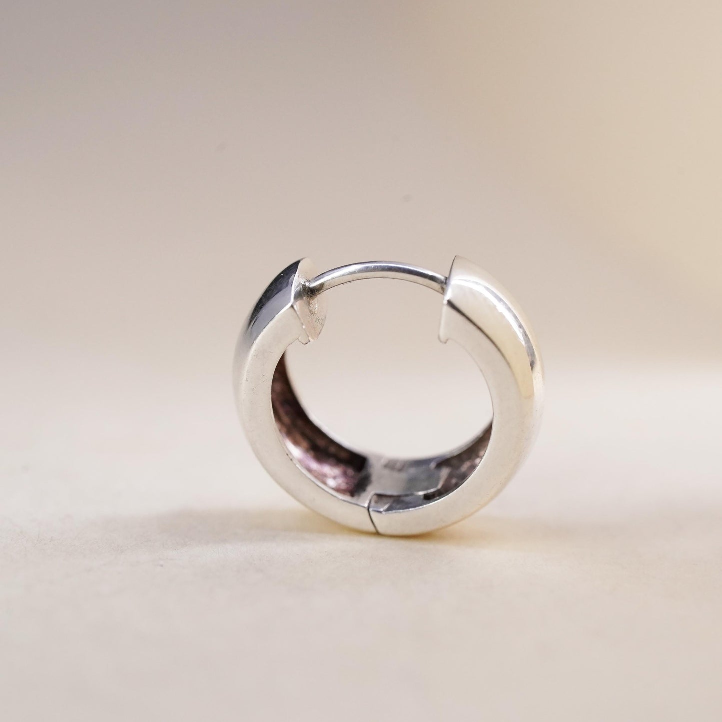 0.5”, Vintage sterling silver single earring, 925 huggie hoop