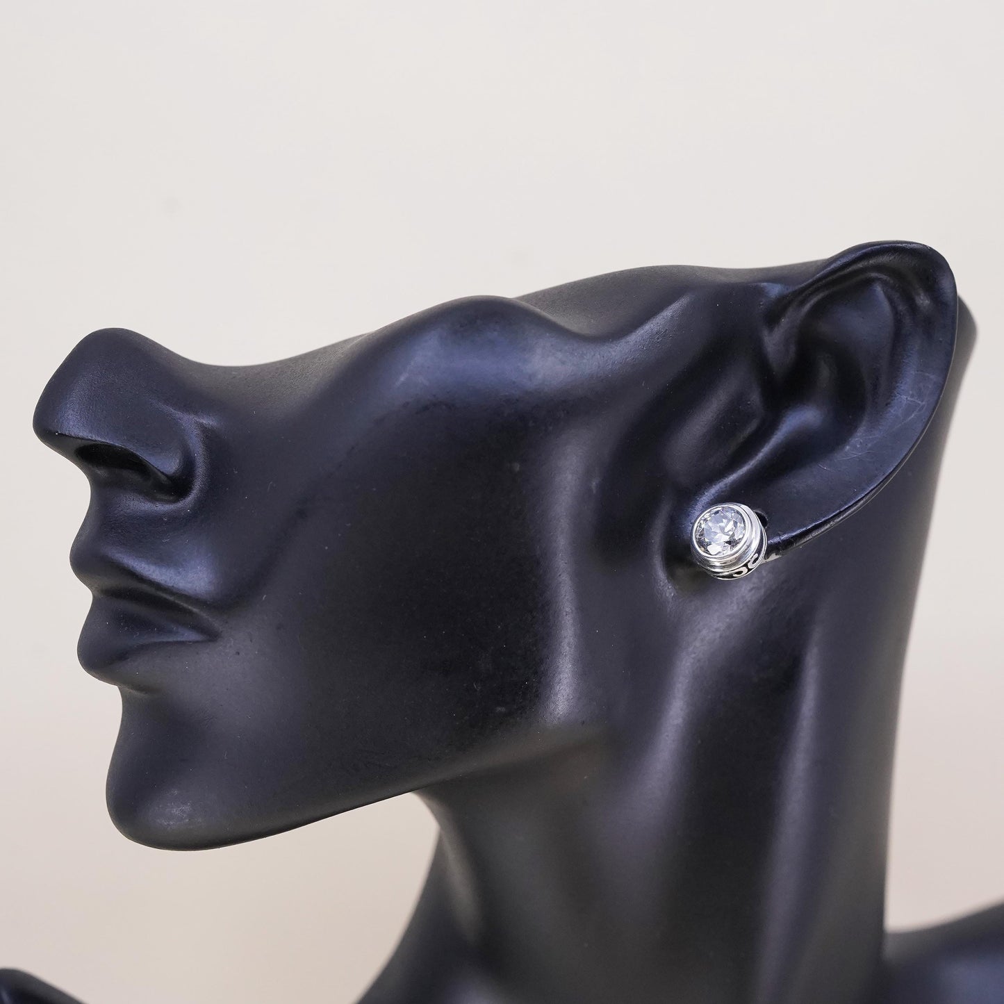 Silpada Sterling Silver Bezel Set Faceted CZ Scroll Stud single earring P1232