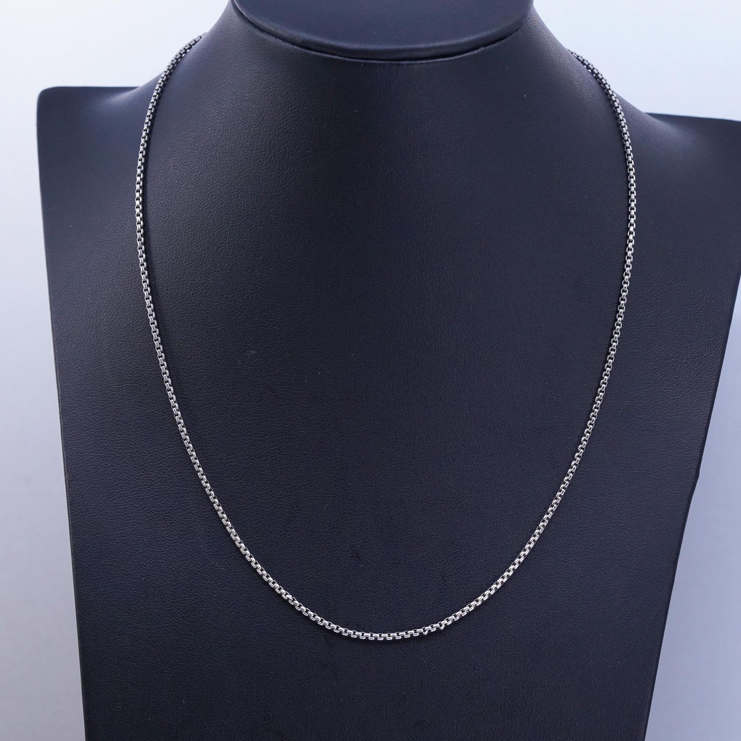 18” 1.6mm, vintage Italy 925 silver box chain necklace