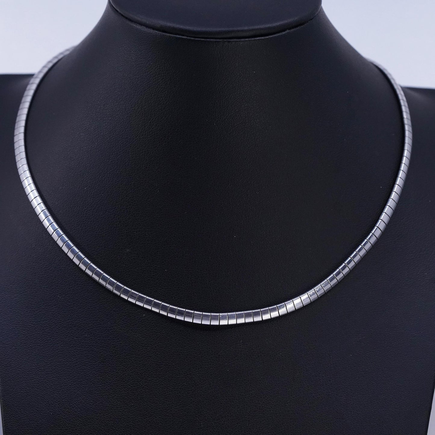 16" 4mm, vintage Italian 925 Sterling silver omega chain necklace