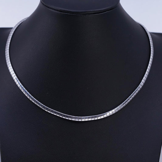 16" 4mm, vintage Italian 925 Sterling silver omega chain necklace