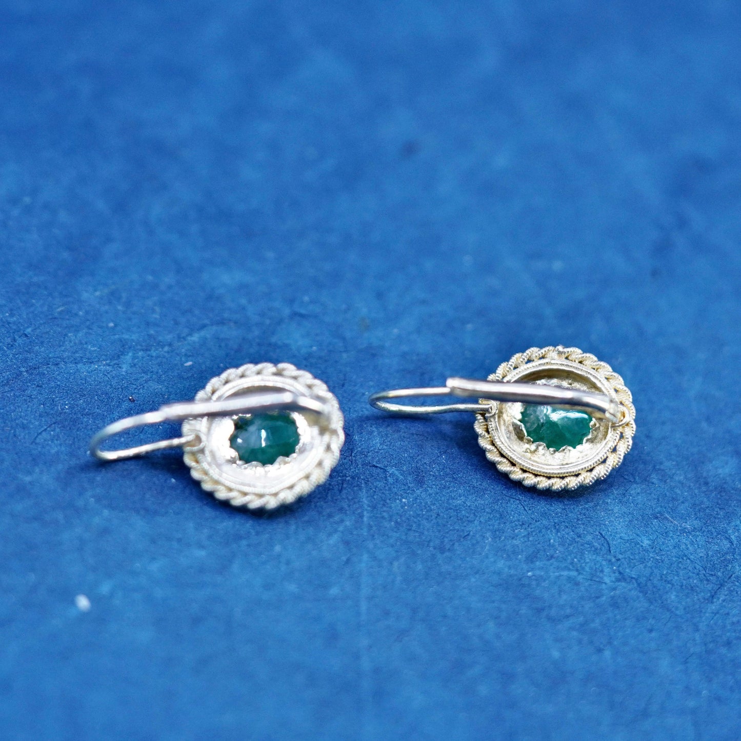 Vintage vermeil gold over Sterling silver 925 handmade earrings with jade