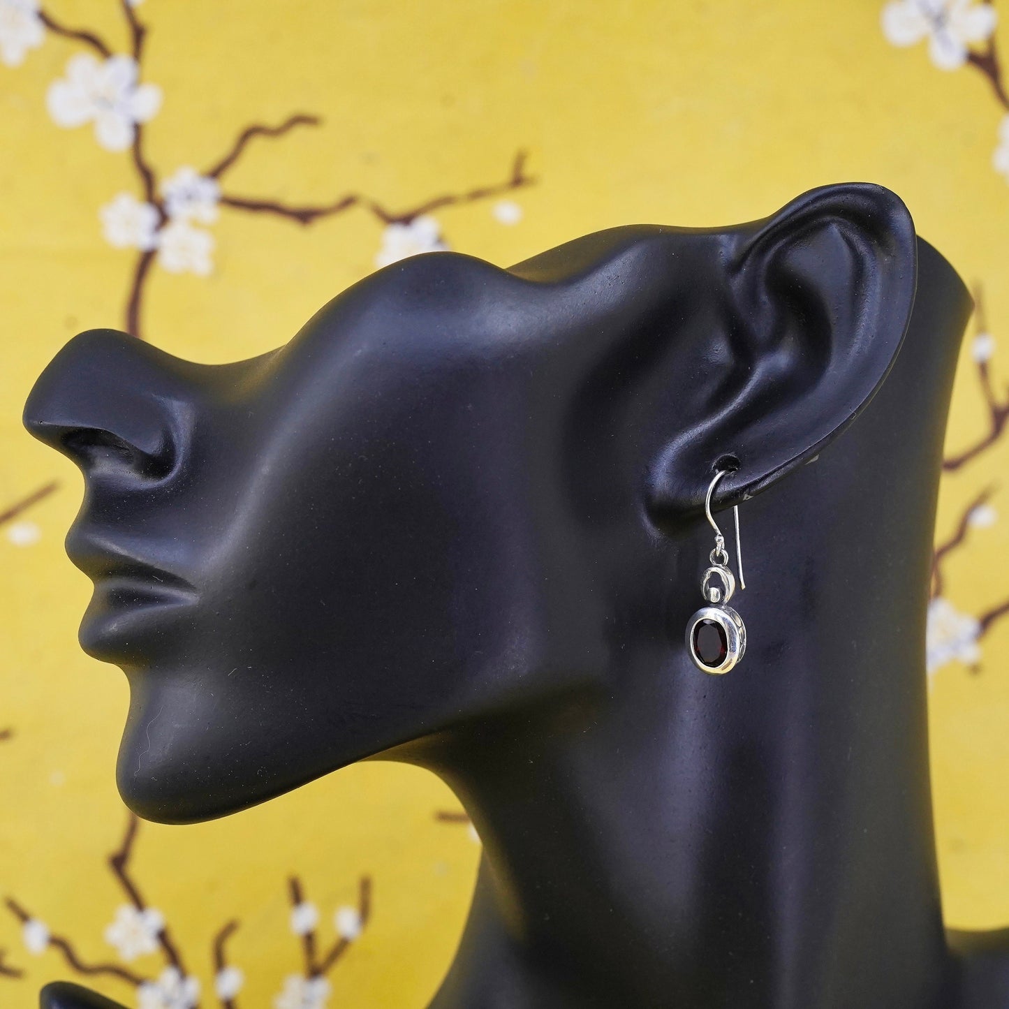 Vintage LUC Sterling 925 silver handmade earrings with ruby