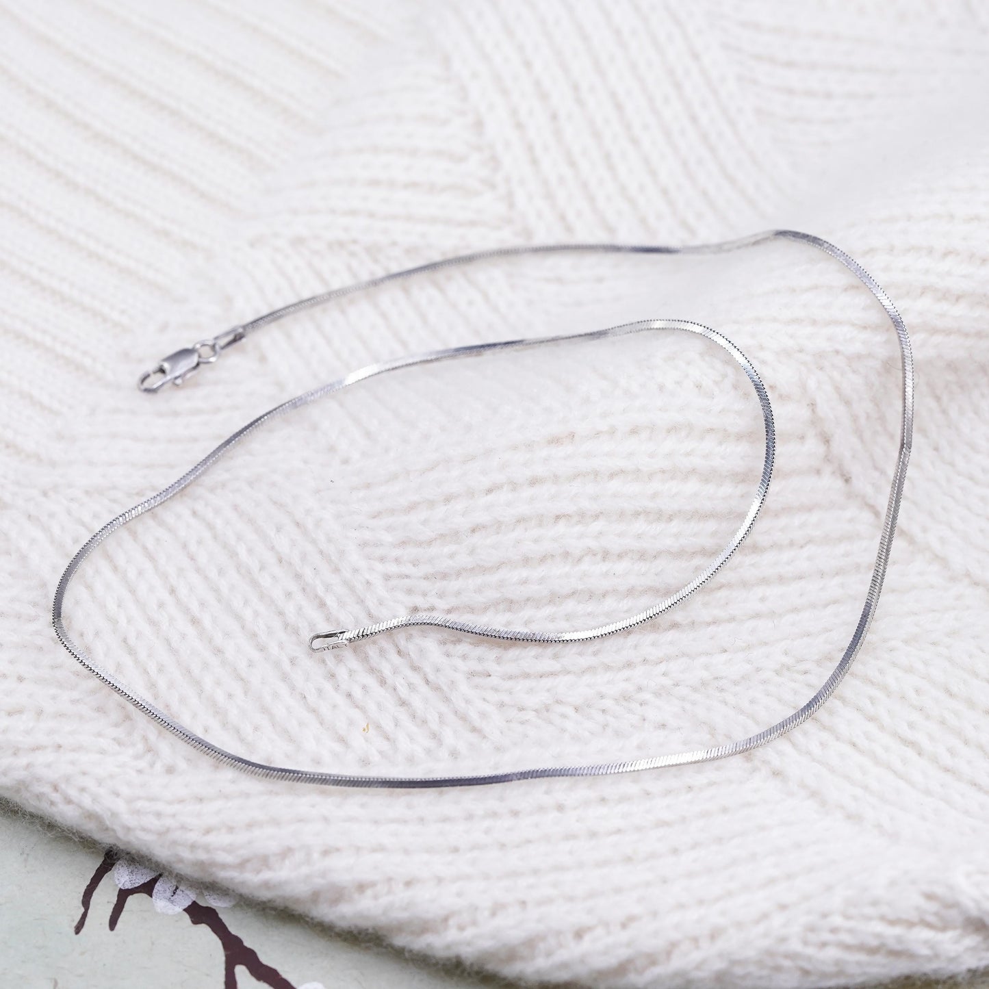 20”, 1.6mm, Vintage sterling silver square snake chain, Italy 925 necklace