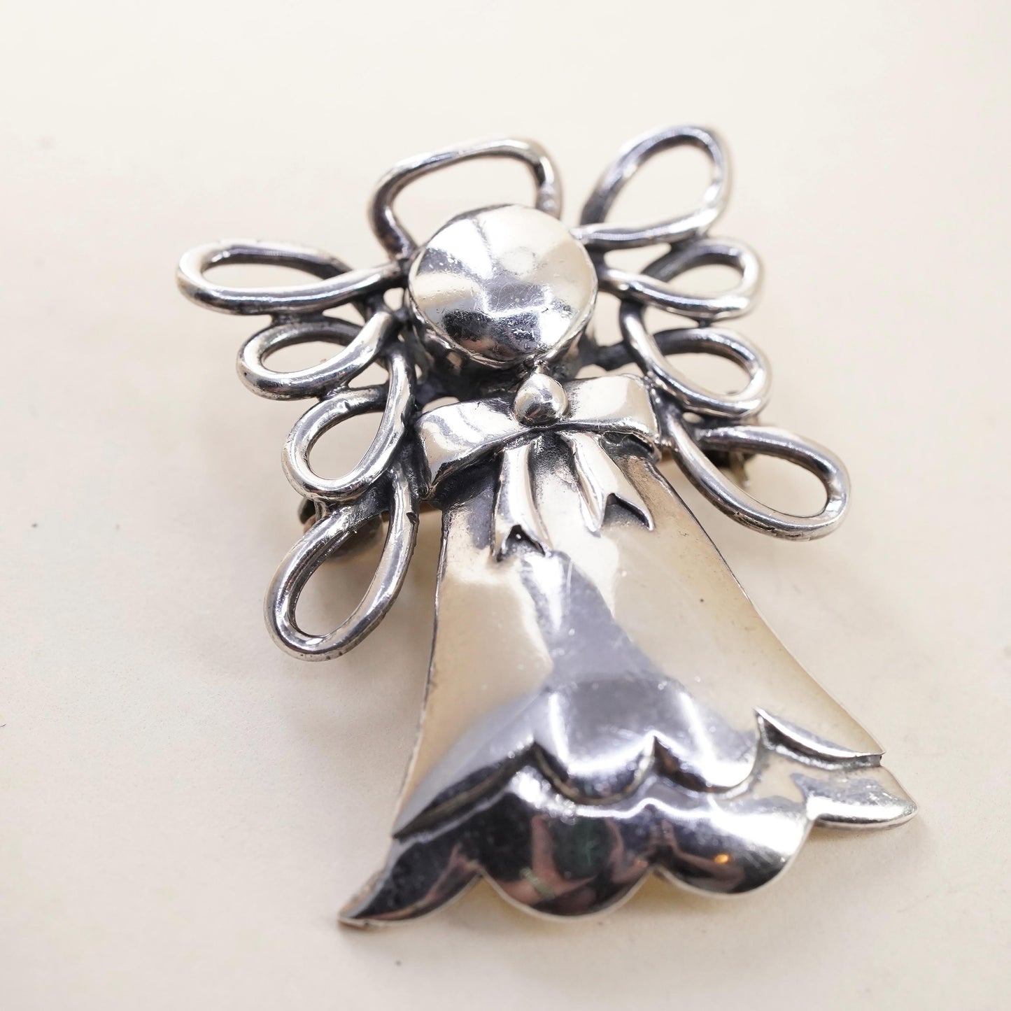 Vintage southwestern handmade brooch sterling silver, 925 angel pendant