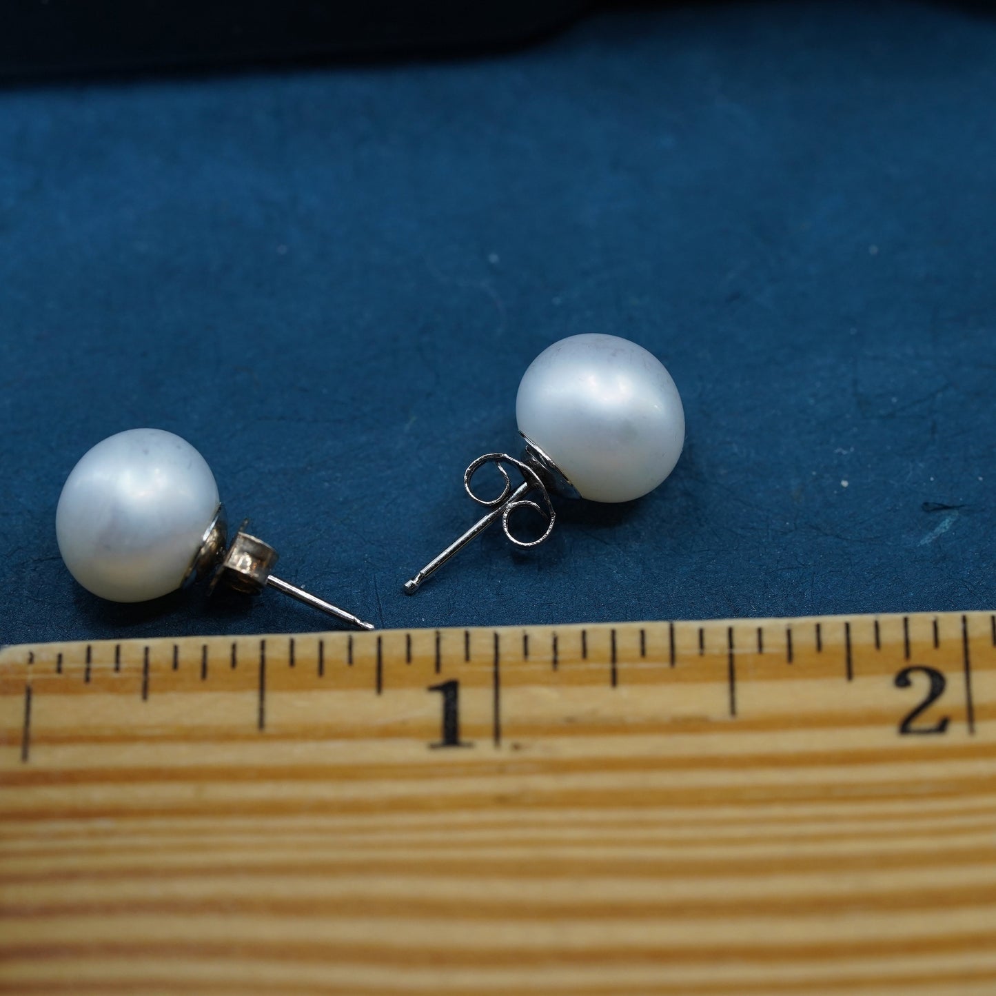 10mm, Sterling 925 silver with freshwater pearl studs earrings