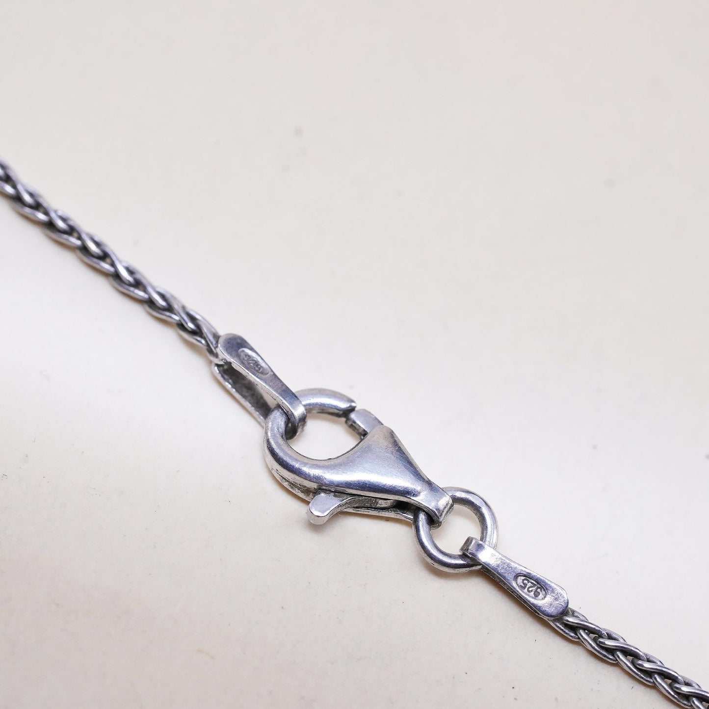 20" 1mm, vintage Italian Sterling silver necklace, 925 Wheat chain