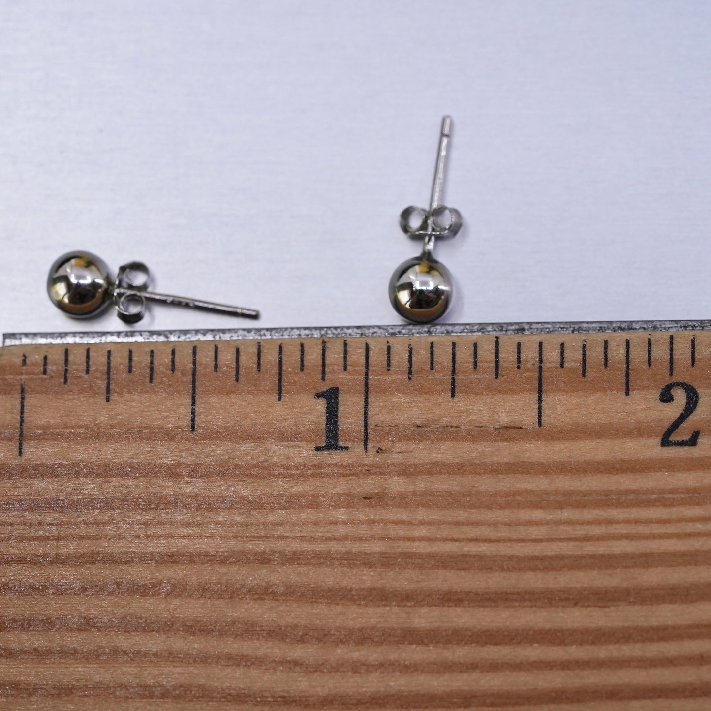 4mm, Vintage Sterling silver beads studs, 925 earrings