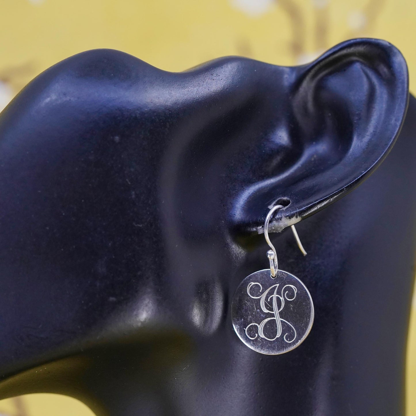 VTG southwestern Sterling 925 silver handmade disc earrings engraved letter G