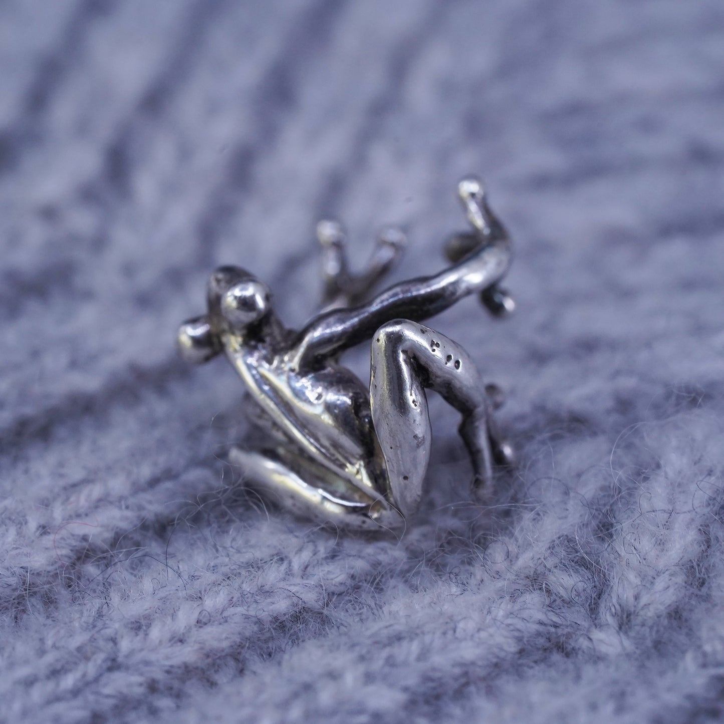 Vintage Sterling 925 silver earring, frog ear cuff