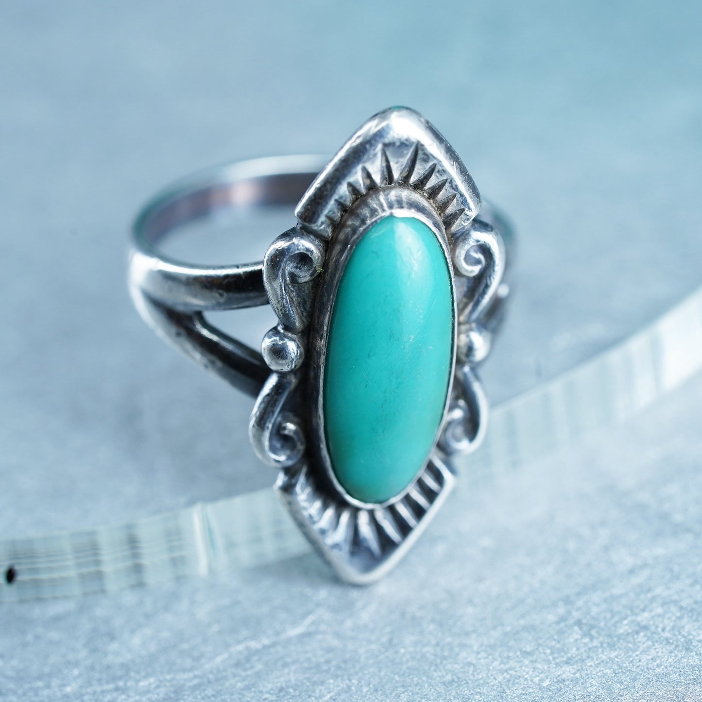 Size 7, Native American Bell trading post Sterling 925 silver ring turquoise