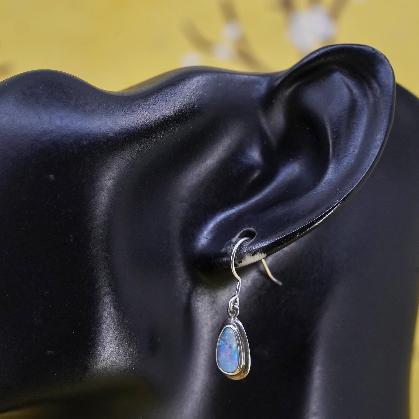 Vintage Native American southwestern Sterling 925 silver handmade earrings opal