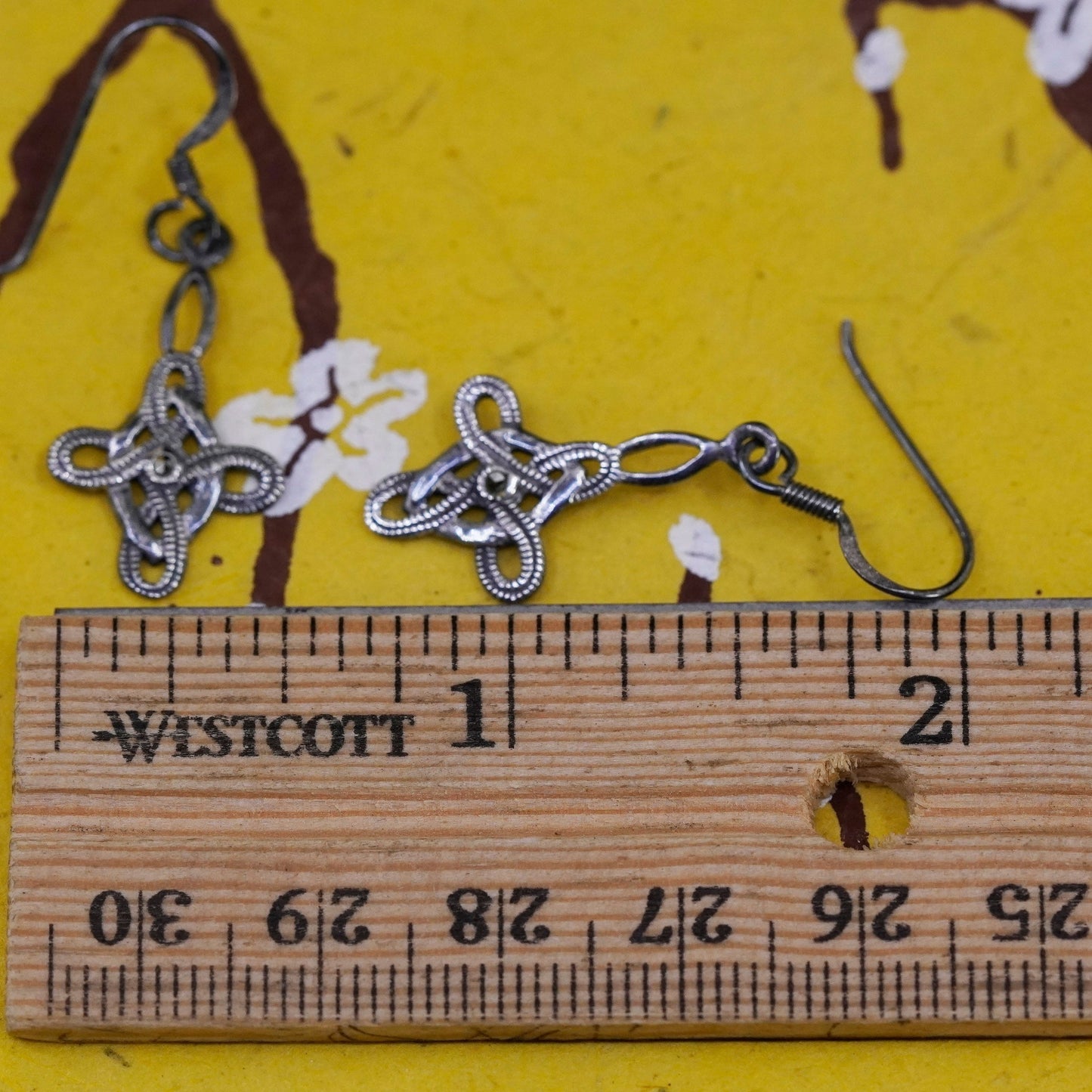 Vintage Sterling silver Irish handmade dangles, 925 cross earrings