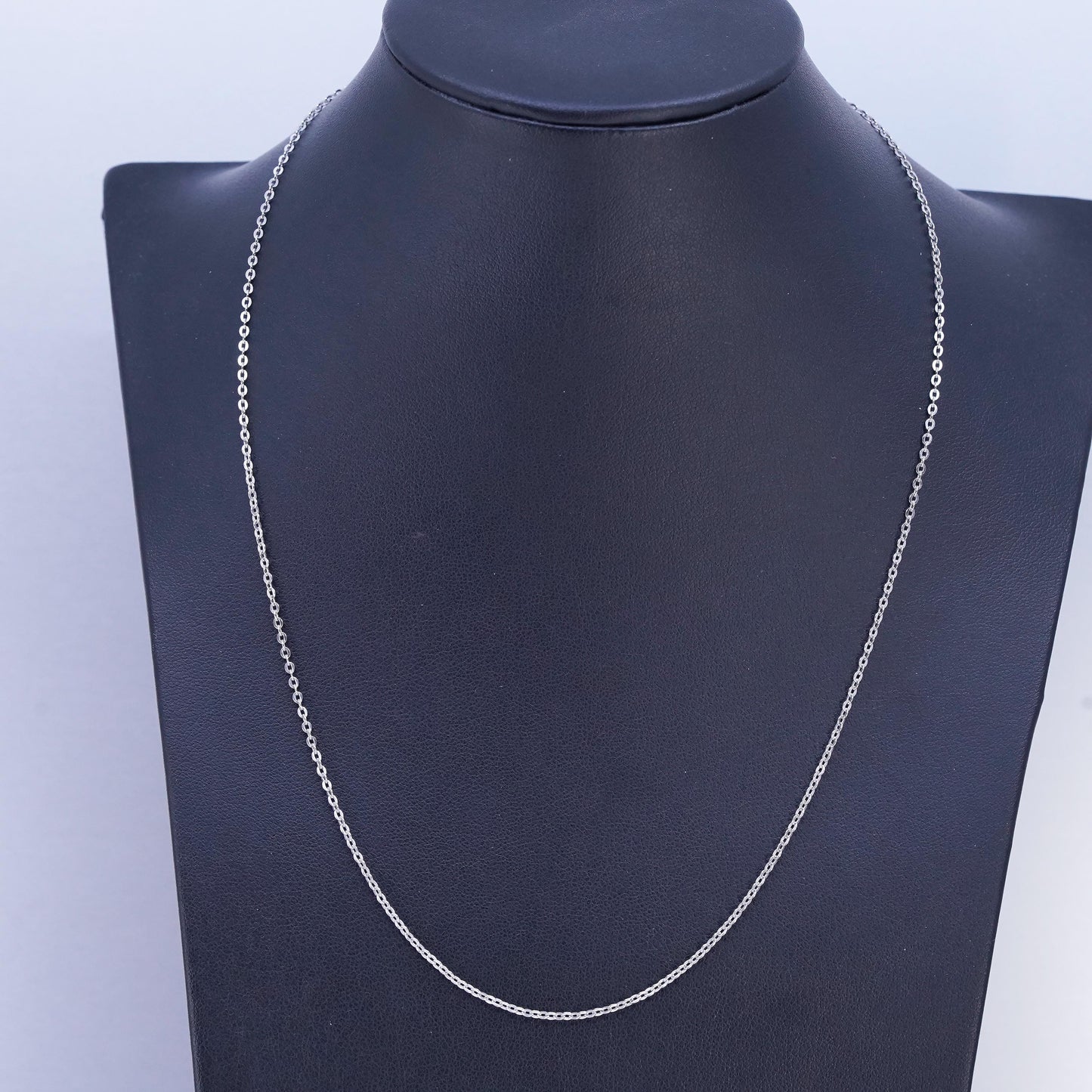 17+1" 1.6mm, vintage Italian Sterling 925 silver flatten circle chain necklace