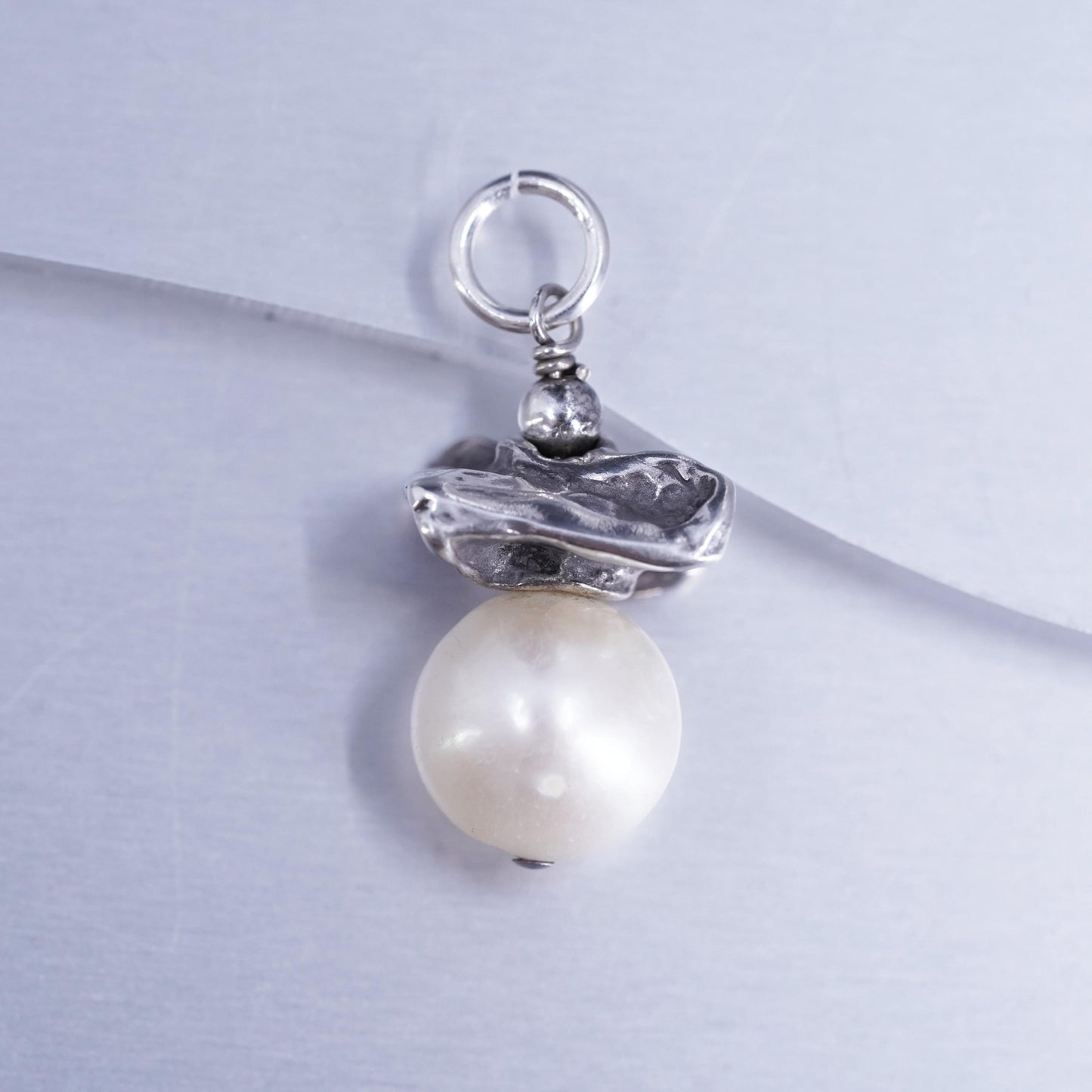 antique sterling 925 silver handmade charm pendant with pearl