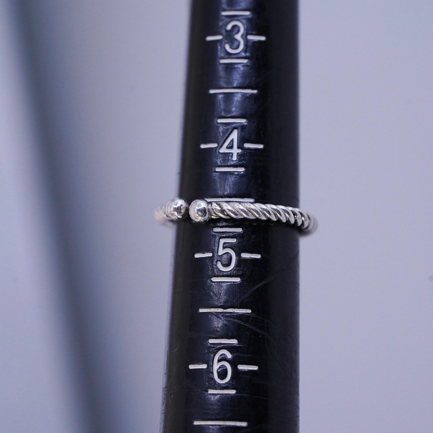 Size adjustable, vintage Sterling silver handmade ring, 925 cable band beads
