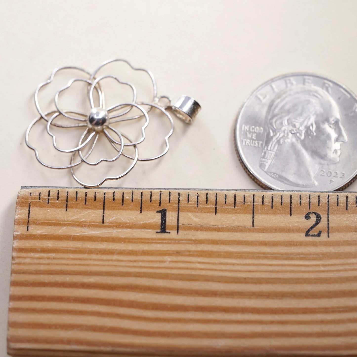 Vintage Sterling silver handmade pendant, 925 plumeria flower charm