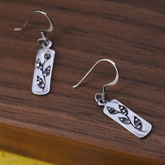 Vintage Sterling 925 silver handmade earrings with marcasite