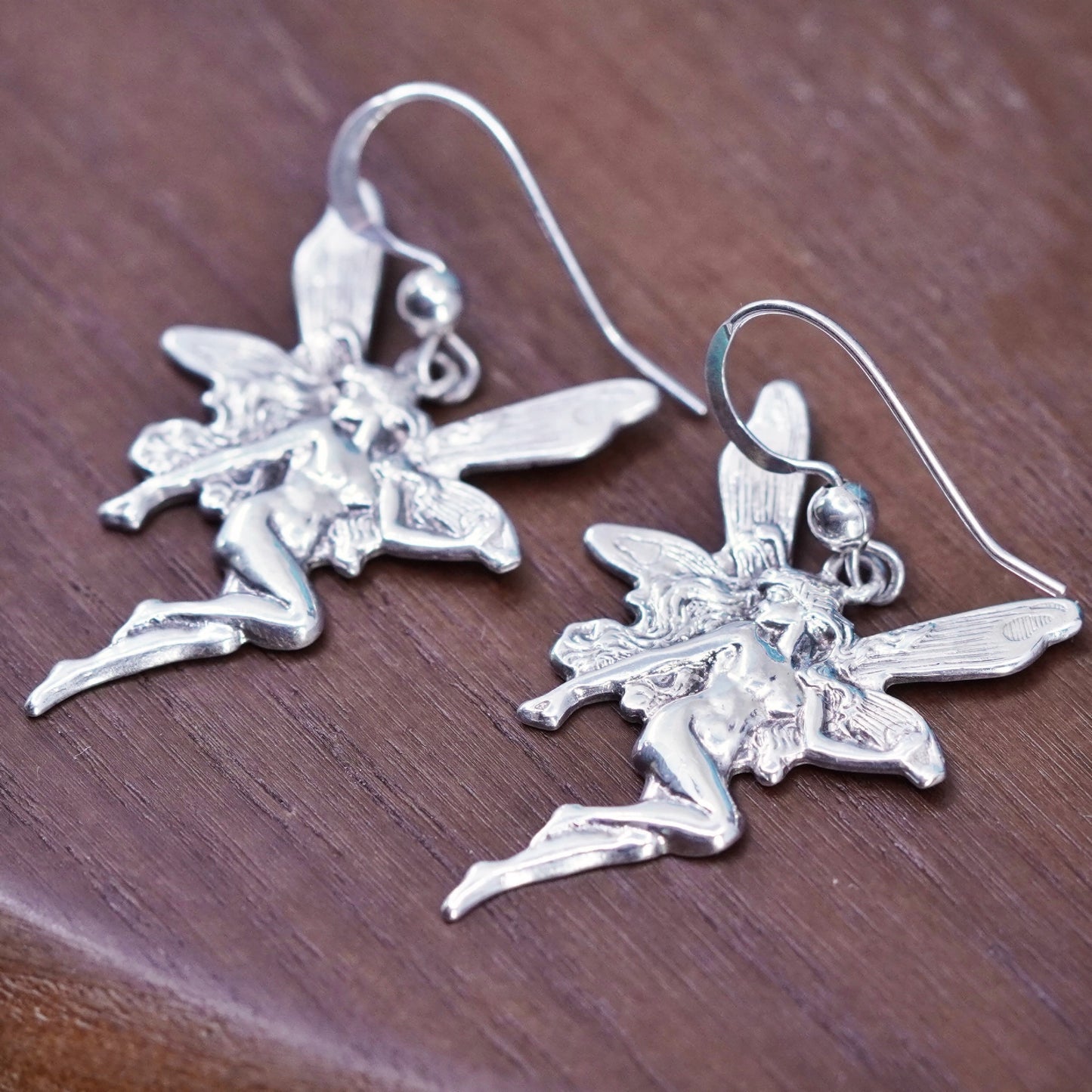Vintage Sterling silver handmade earrings, 925 fairy dangles