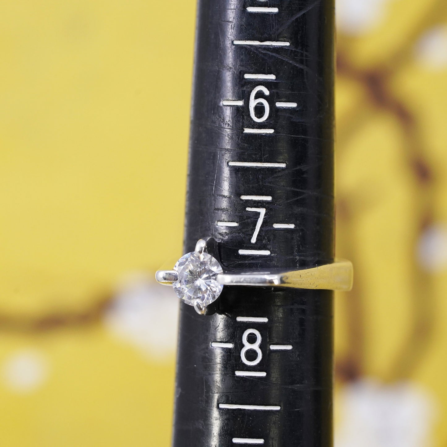 Size 7.5, VTG modern two tone Sterling silver handmade ring, 925 band with cz