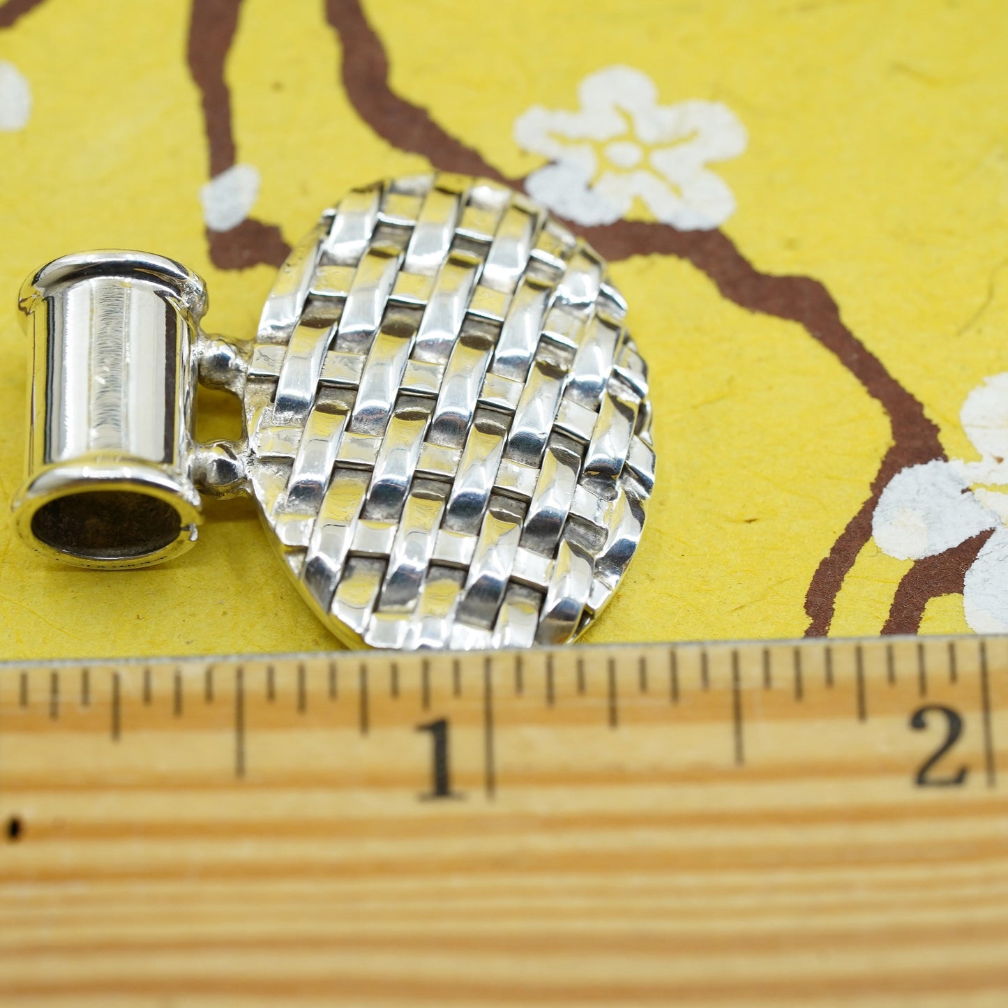 Vintage Mexican Sterling 925 silver handmade oval tag pendant