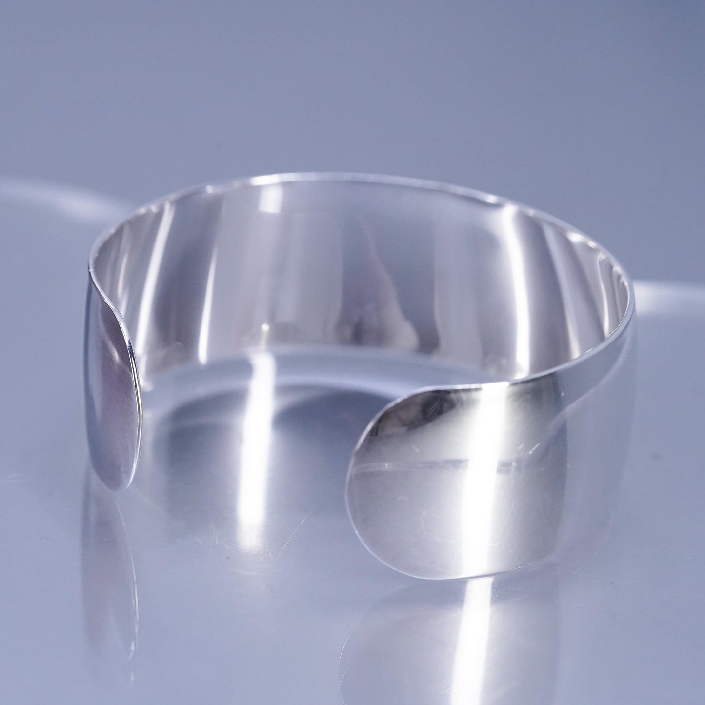 6.5”, Vintage UK Sterling 925 silver handmade bracelet, wide cuff