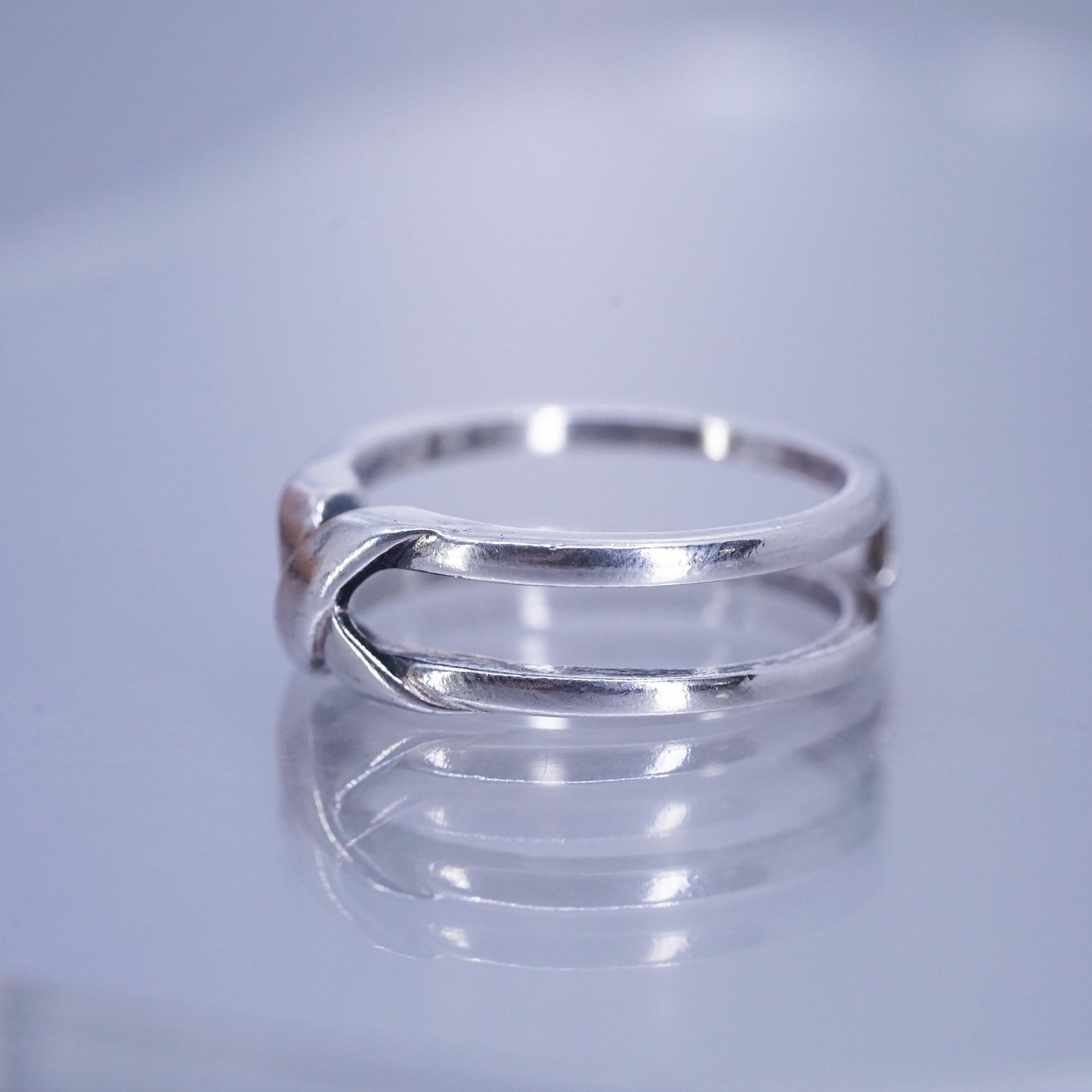 Size 10, vintage Sterling 925 silver ring, crossed double band