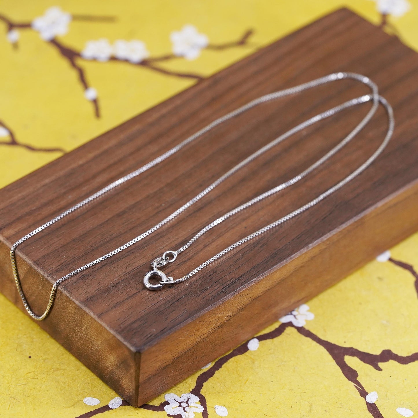 20”, 1mm, vintage Italy Sterling silver box chain, Italy 925 necklace