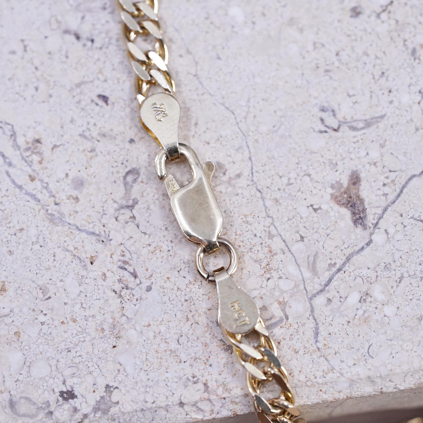 30", vintage HCT gold tone Sterling silver necklace, 925 double curb link chain