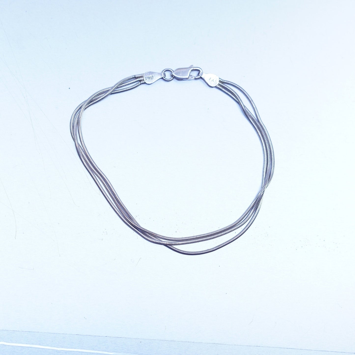 8”, Sterling 925 silver handmade bracelet, multi strands snake link chain