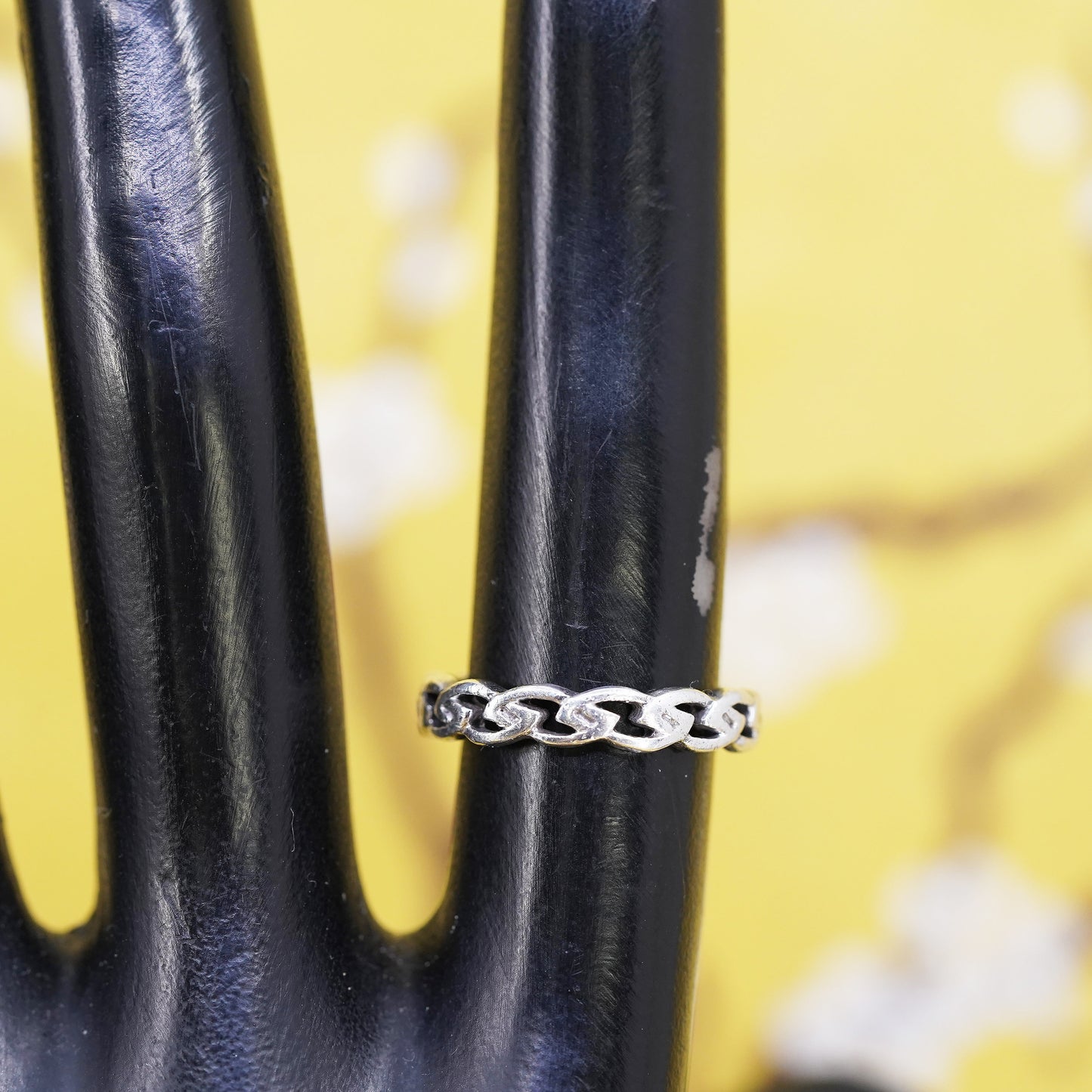 Size 4.75, vintage Sterling silver handmade ring, 925 curb link chain band